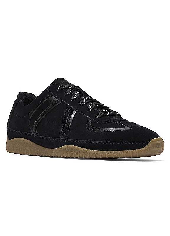 Clarks Brown Suede Black Suede Meridor Lo Trainers