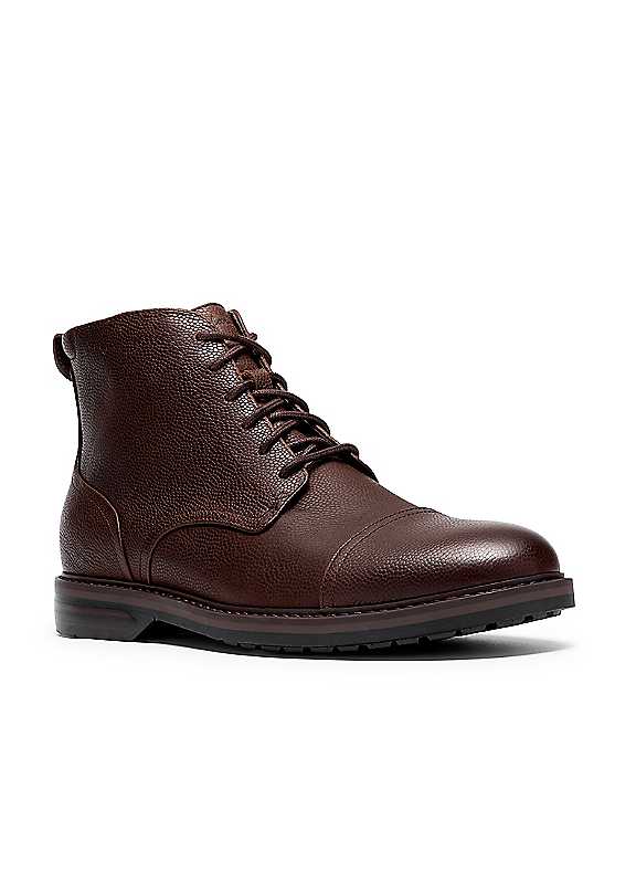 Clarks Brown Leather Aldwin2 Cap Shoes