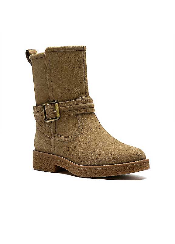Clarks Dark Sand Suede Nella Mid Boots