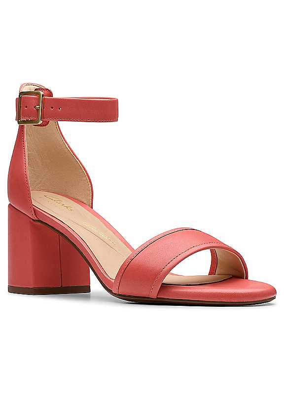 Clarks Coral Leather Ezoria Mae Heels Size 7