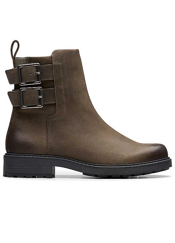 Clarks Grey Mole Leather Orinoco2 Bay Ankle Boots Size 5