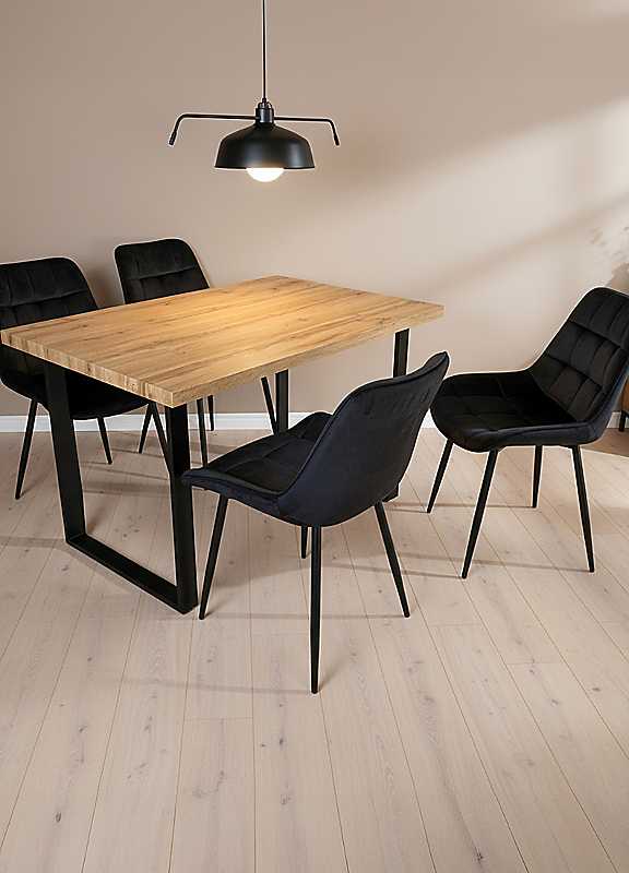 Outdoor Living Black Colorado Dining Table With 4 Erica Velvet Chairs - Image 5