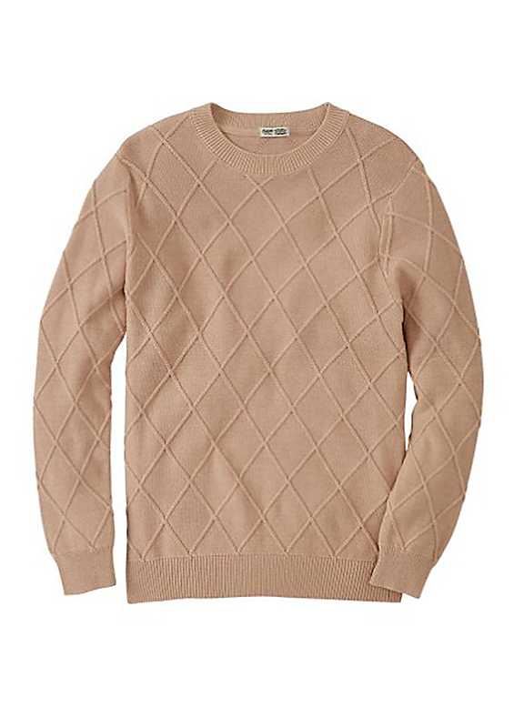 Cotton Traders Beige Cotton Textured Crew Neck Jumper 2XL