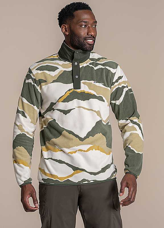 Craghoppers Mens Dewlish II Printed Microfleece Stud Neck Overhead Fleece, Green, Size S, Men - Image 5