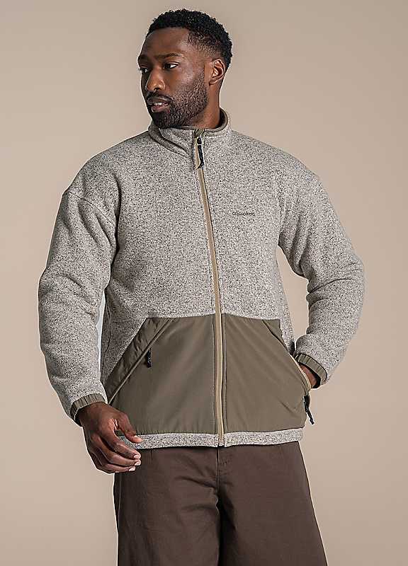 Craghoppers Mens Leif Full Zip High Neck Fleece Jacket - Ecru - Image 3