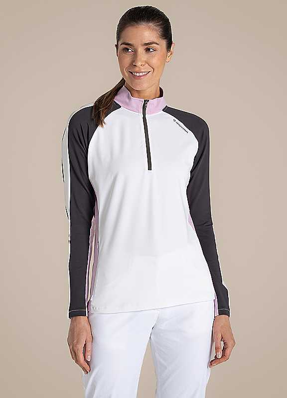 Craghoppers White Multi Nosilife Golf Ivybridge Half Zip Top