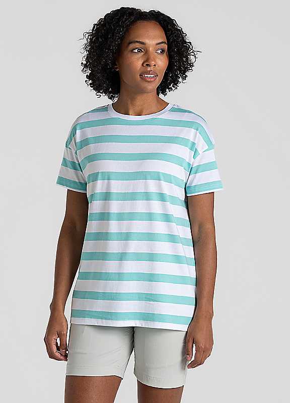 Craghoppers Aqua Sky Stripe Yago Short Sleeve Top Size 8