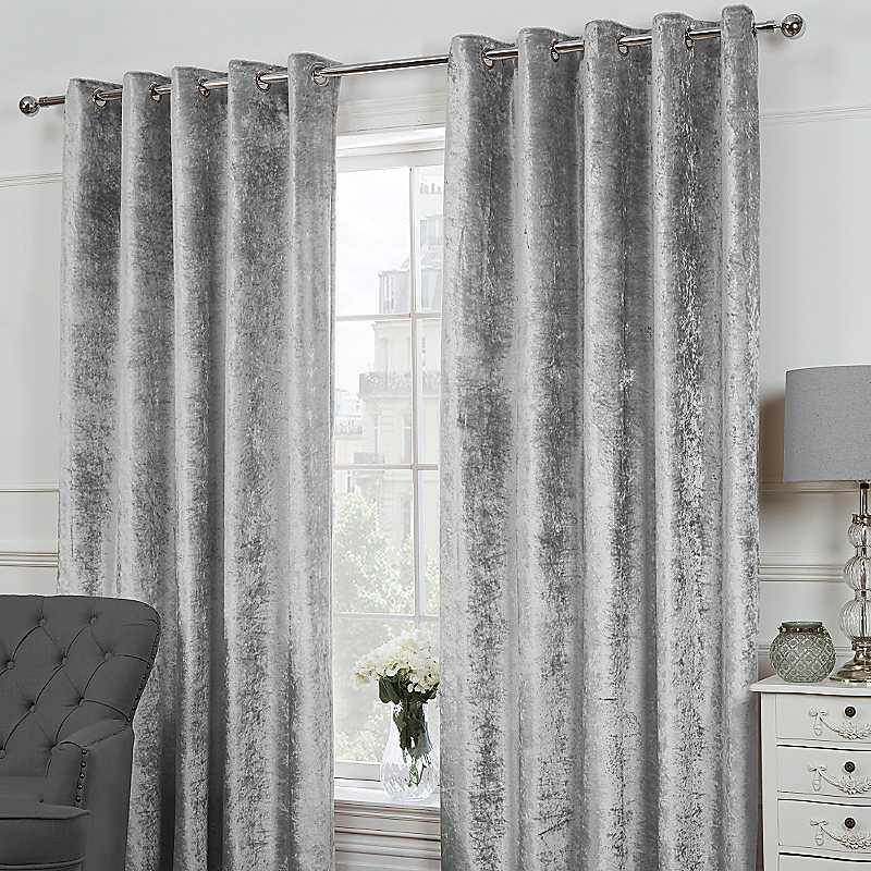 Crushed Velvet Pair of Eyelet Lined Curtains Crushed Velvet Pair of Eyelet Lined Curtains