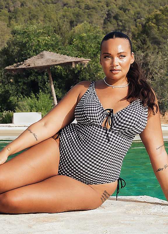 Curvy Kate Black Holiday Check Non-Wired Swimsuit