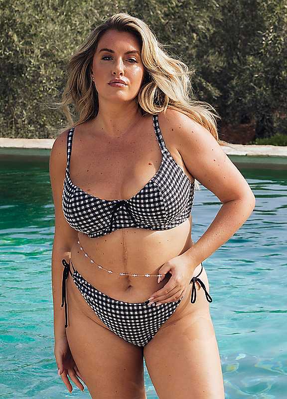 Curvy Kate Black Holiday Check Underwired Scooped Balcony Bikini Top
