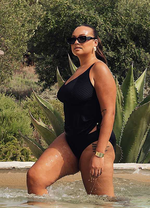 Curvy Kate Black Jet Set Nonwired Tankini Top 36J/Jj