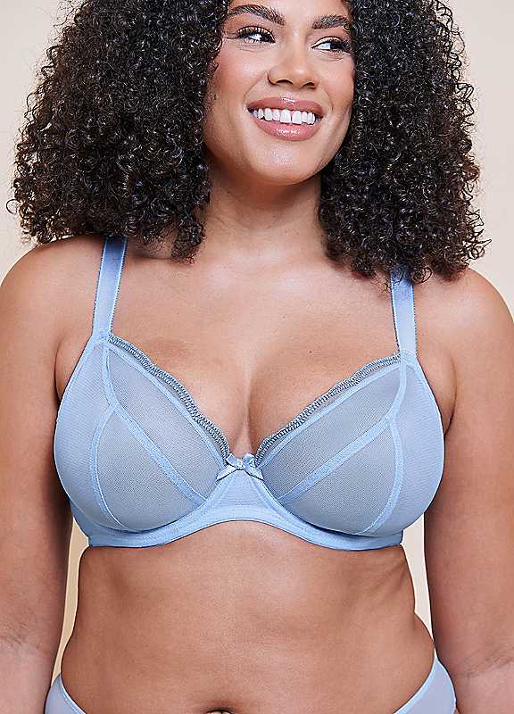 Curvy Kate Women's Blue Lightstyle Scallop Plunge Bra Light /Silver / 40E - Image 4