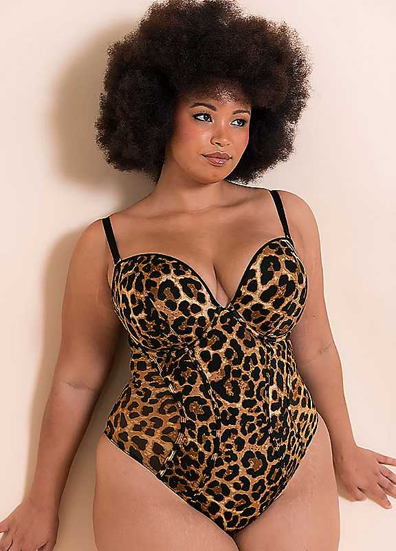 Curvy Kate Leopard Print Scantilly By Icon Underwired Plunge Strapless Padded Body