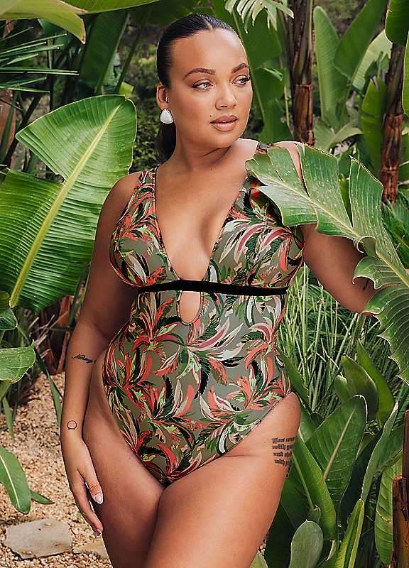Curvy Kate Women's Multicolour Sunset Palm Reversible Non-Wired Multiway Swimsuit Palm Print / 36Dd/E - Image 4