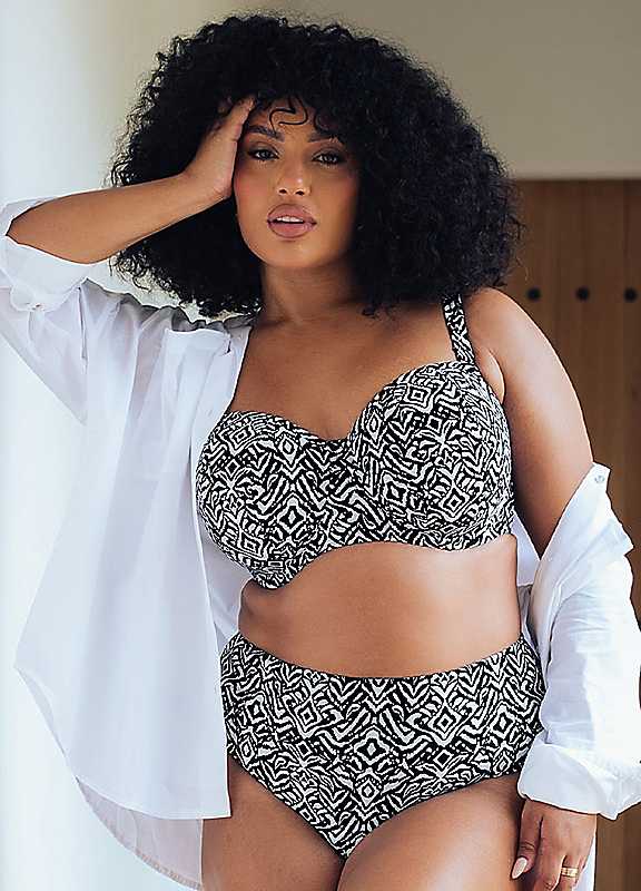 Curvy Kate Wild Horizon Bandeau Strapless Multiway Bikini Top Black Print / 36HH - Image 2