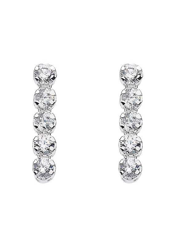 Kit Heath Silver Dew Sterling Cubic Zirconia Quintuple Stud Earrings