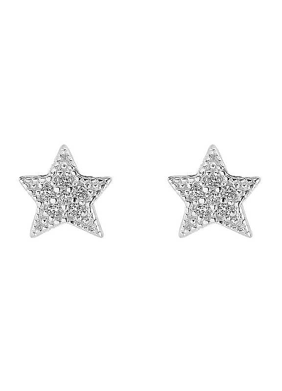 Kit Heath Silver Dew Sterling Cubic Zirconia Star Stud Earrings