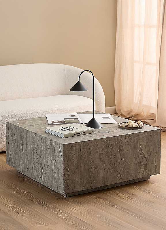 Furniture To Go Square Coffee Table Grey Marble Effect 90x90cm - Image 5