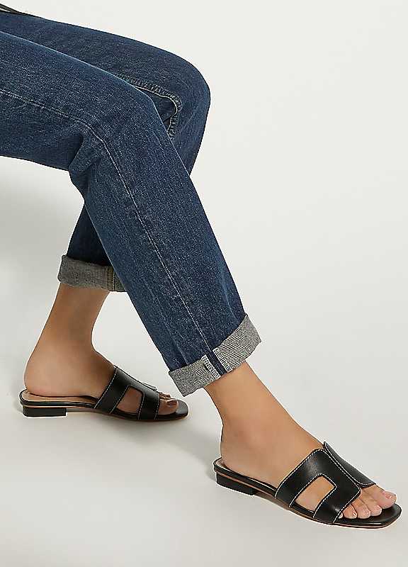 Dune London Black Loupe Smart Slider Sandals Size 6