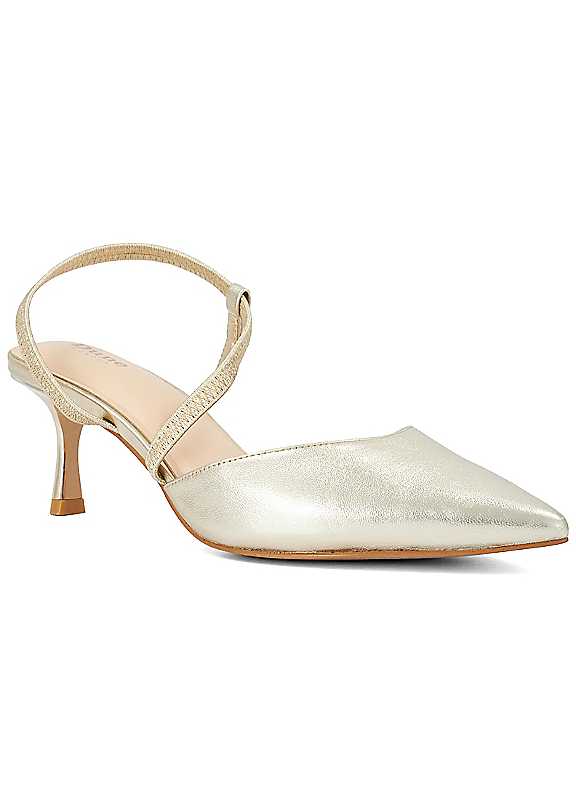 Dune London Women's Metallics 'Charming' Leather Court Shoes In Size 7 - Image 3
