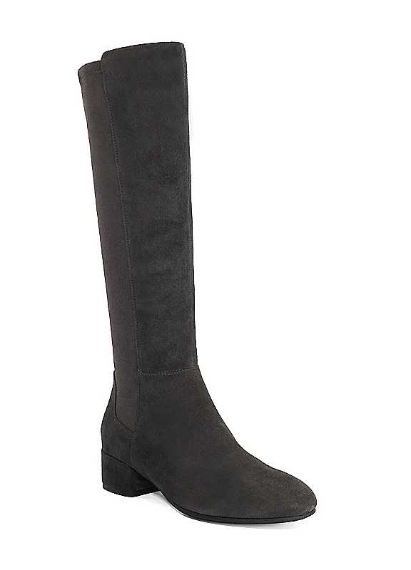 Dune London Women's Grey 'Tayla' Suede Knee High Boots In | Size: 7 - Image 2