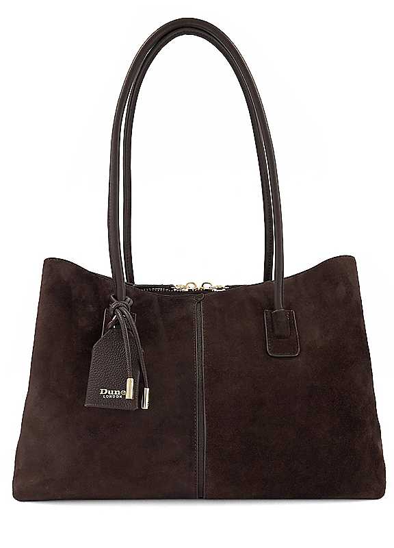 Dune London Womens Deserving Oversized Suede-Look Zip Shoulder Bag, Brown, Women - Image 4