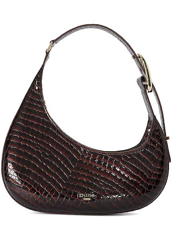 Dune London Disarming Croc Embossed Leather Shoulder Bag, Grey, Women - Image 3