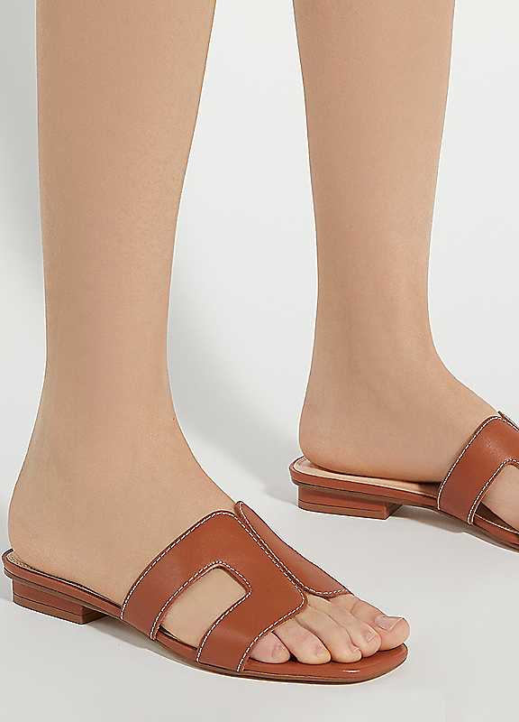 Dune London Tan Loupes Smart Slider Sandals Size 4