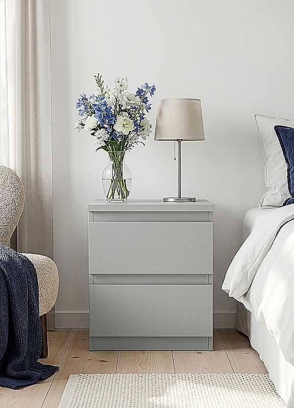 Furniture To Go Light/Grey Edmore 2 Drawer Bedside Table In - W 41.8 X H 49.3 X D 32.2Cm - Manufactured Wood - 1 - Image 3