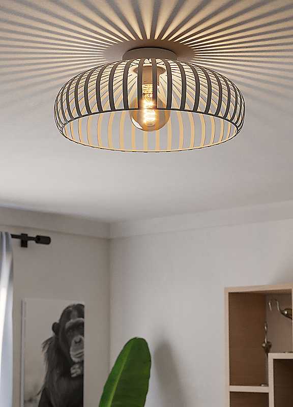Eglo Mogano 3 Sandy Steel Minimalist, Caged Style Ceiling Light - Image 6