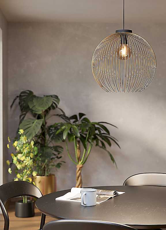 Eglo Pendant Lighting Venezuela, Hanging lamp Above Dining Table | round dining room ceiling light fixture, metal in black and gold, E27 socket, Ø 40 cm - Image 7