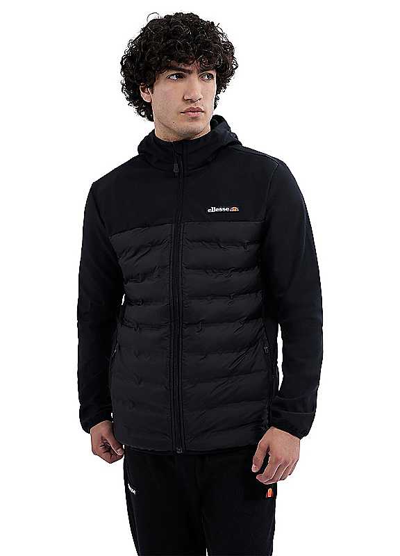 Ellesse Black Hood Quilted Jacket Large