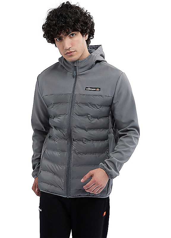 Ellesse Grey Hood Quilted Jacket Medium