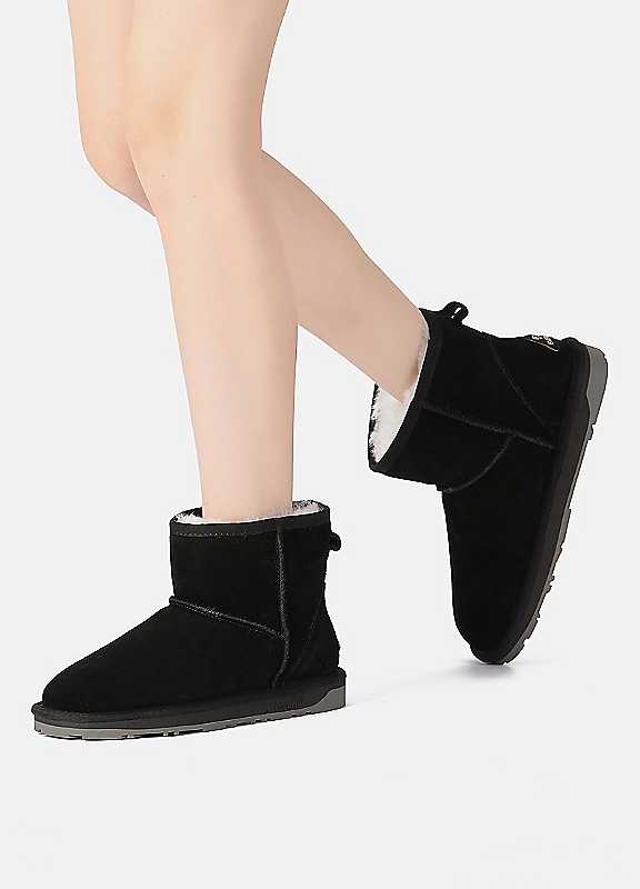 Everau Australia Women's Black Real Sheepskin Mini Classic Boots With Tpr Sole In Size 5 - Image 2