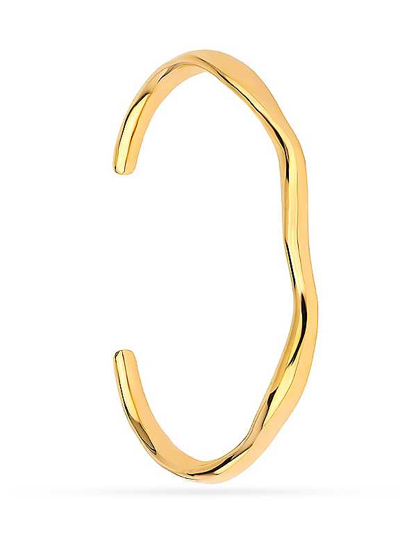 The Love Collection Gold Plated Stainless Steel Wavey Cuff Bangle, Gold, Men - Image 2