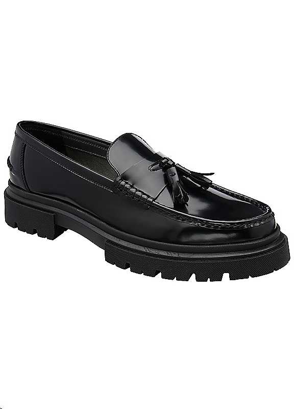 Frank Wright Black Cook Leather Slip-On Loafers