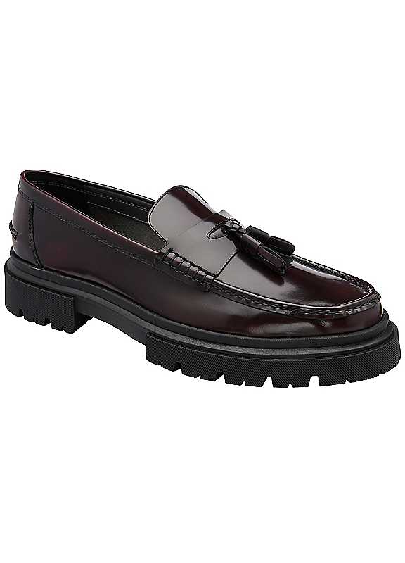 Frank Wright Red Cook Leather Slip-On Loafers