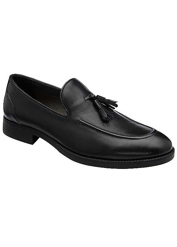 Frank Wright Men's Black Osgood Leather Slip-On Loafers