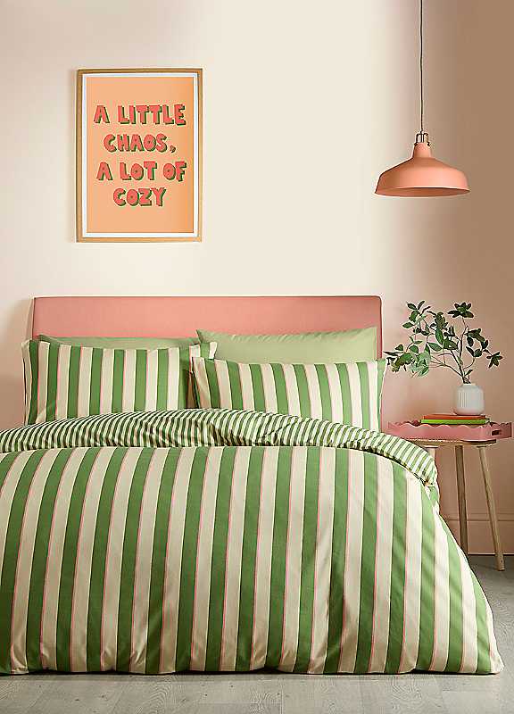 Fusion Bold Stripe Duvet Cover Set King 230 x 220cm – Green Polycotton Easy Care Bedding with Contemporary Stripe Design, Includes 2 Pillowcases - Image 6