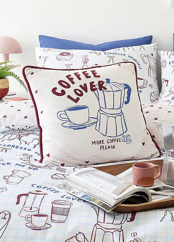 Coffee Club Geometric Blue Square Throw Cushion - Image 8