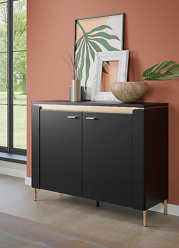 Furniture To Go Genoa 2 Door Sideboard - Black - Gold Accents - Image 6