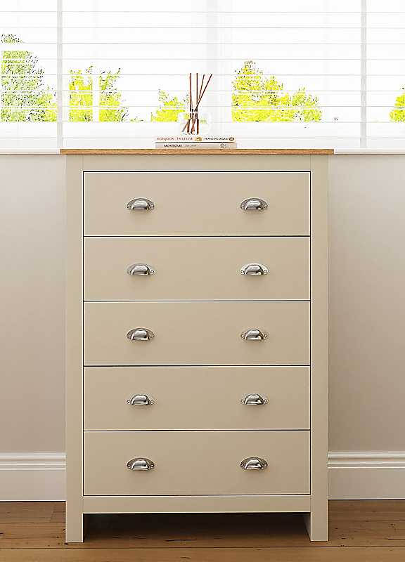 Lancaster 5 Drawer Chest Of Drawers - Wilko Cream Gfw - Image 5