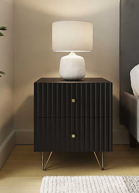 - Gfw Thalia Ribbed 2 Drawer Bedside Table - Image 4