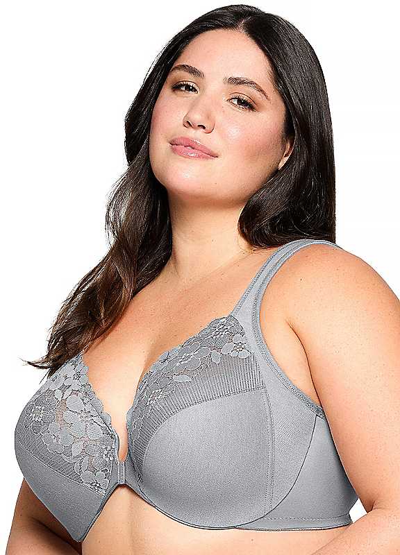 Glamorise Women's Silver Frontclose Wonderwire Bra 46F