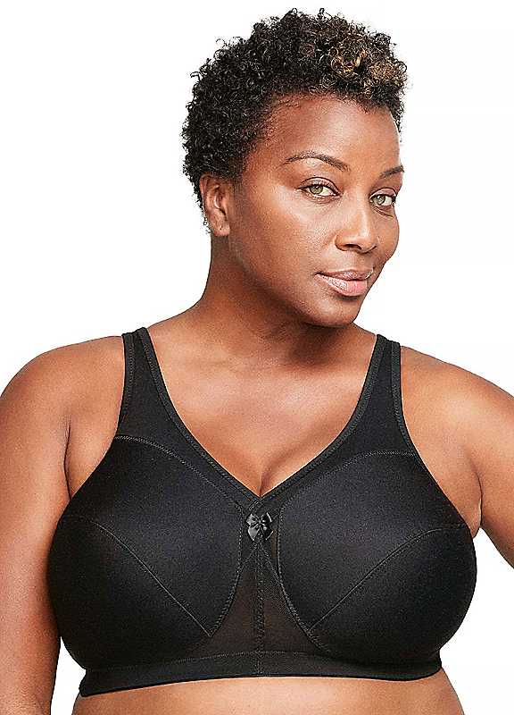Glamorise Black Full Figure Plus Magiclift Active Wirefree Support Bra 48E
