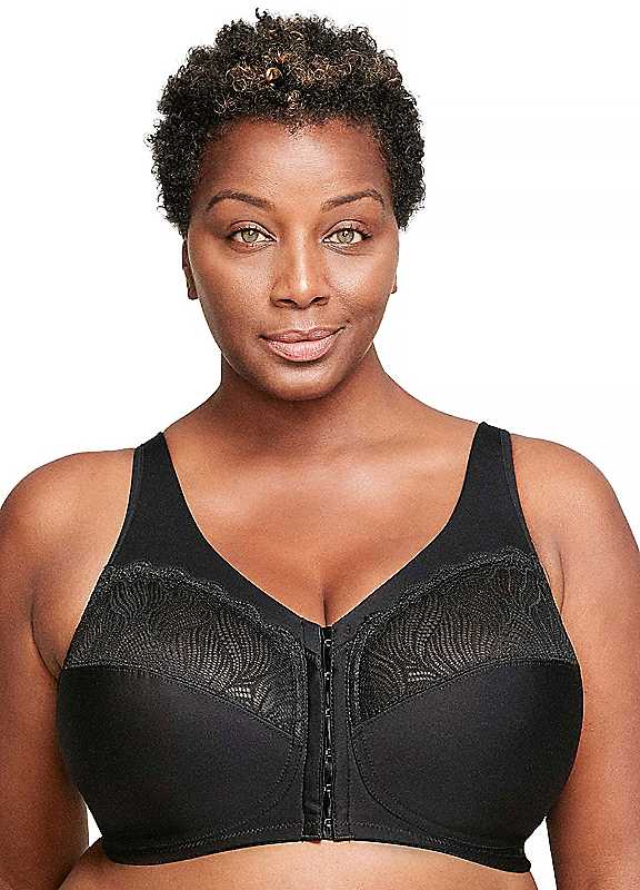 Glamorise Black Full Figure Plus Size Magiclift Front Close Support Bra