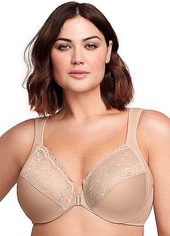 Glamorise Cafe Full Figure Plus Wonderwire Front Close Bra 44D