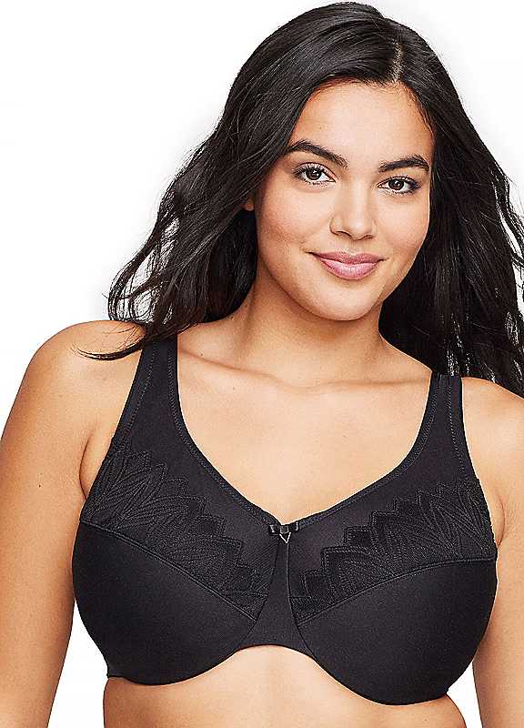 Glamorise Black Wonderwire Minimizer Bra 46F