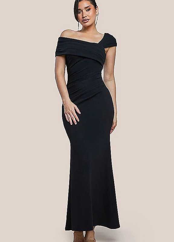 Goddiva Black One Shoulder Evening Maxi Dress Size 16