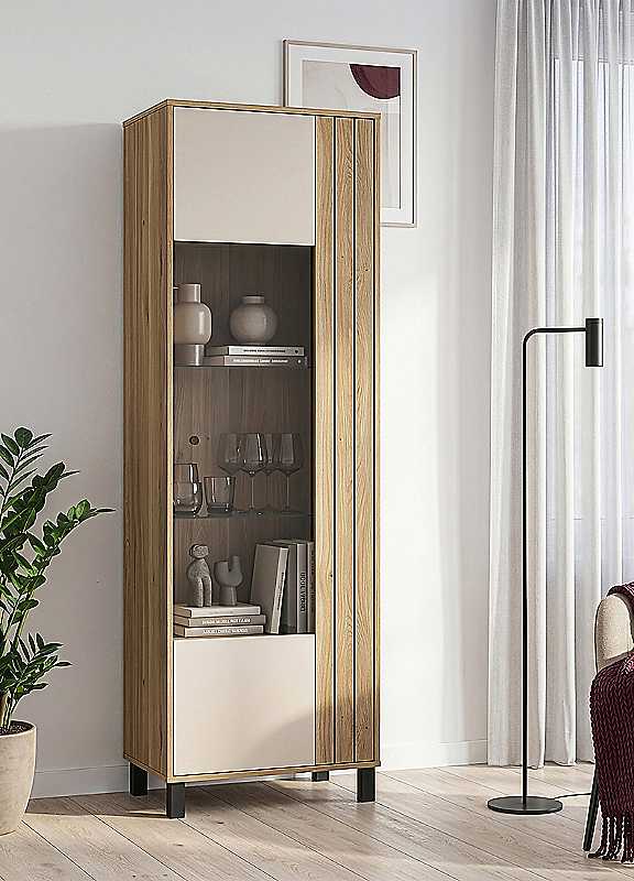 Furniture to Go Grafton Display Cabinet Cream Oak 196x63x42cm - Image 6